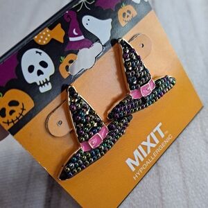3 FOR 12 SALE Halloween Witch Hat Earrings Couple Balls Missing From Top Of Hat